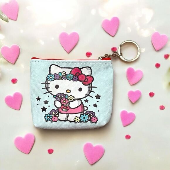Hello Kitty Flower Coin Purse Keychain - Picture 1 of 2
